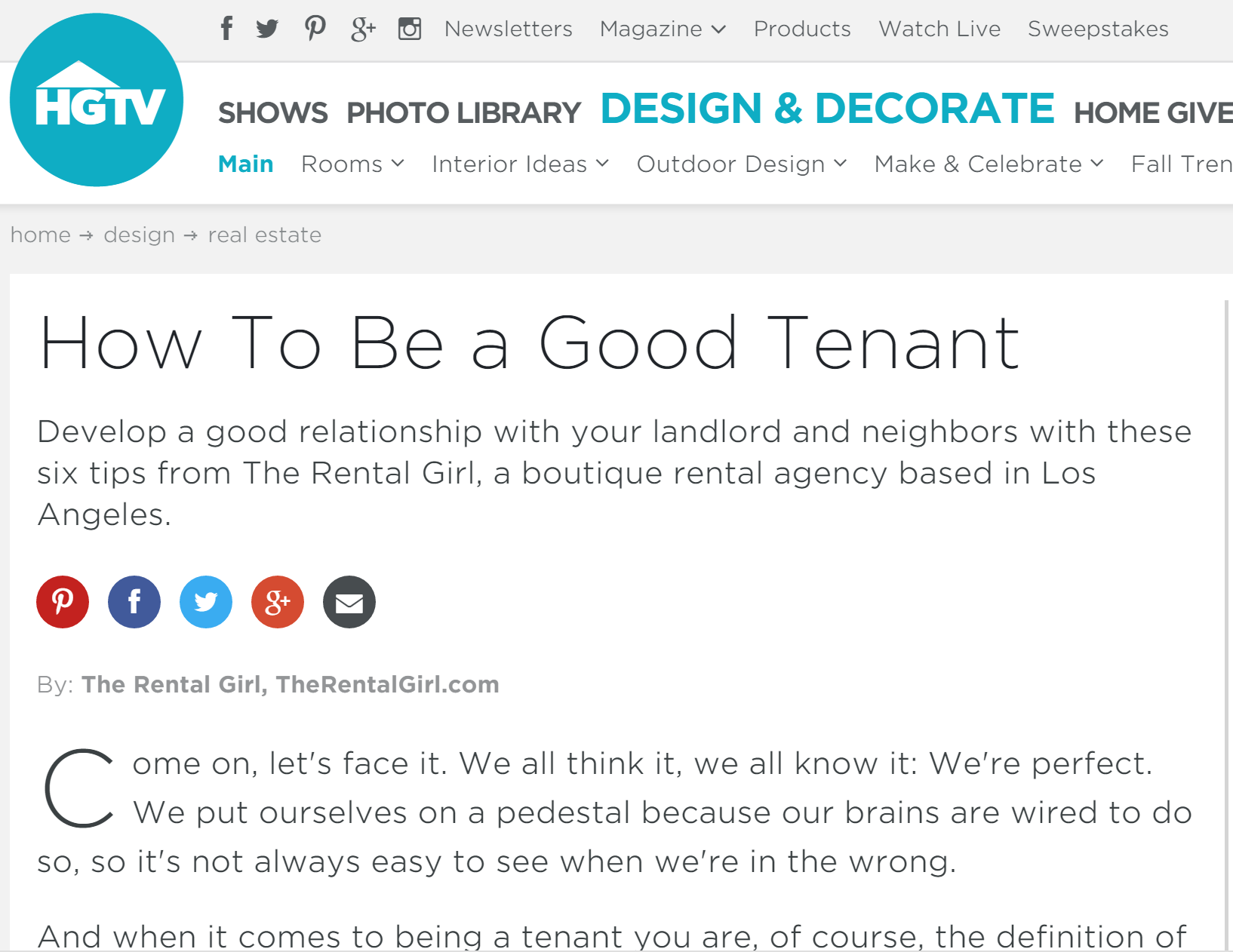 HGTV How to be a good tenant